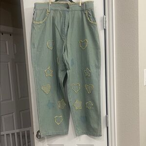 Paper Lace Chic Wide Leg Pants with Yellow Accents